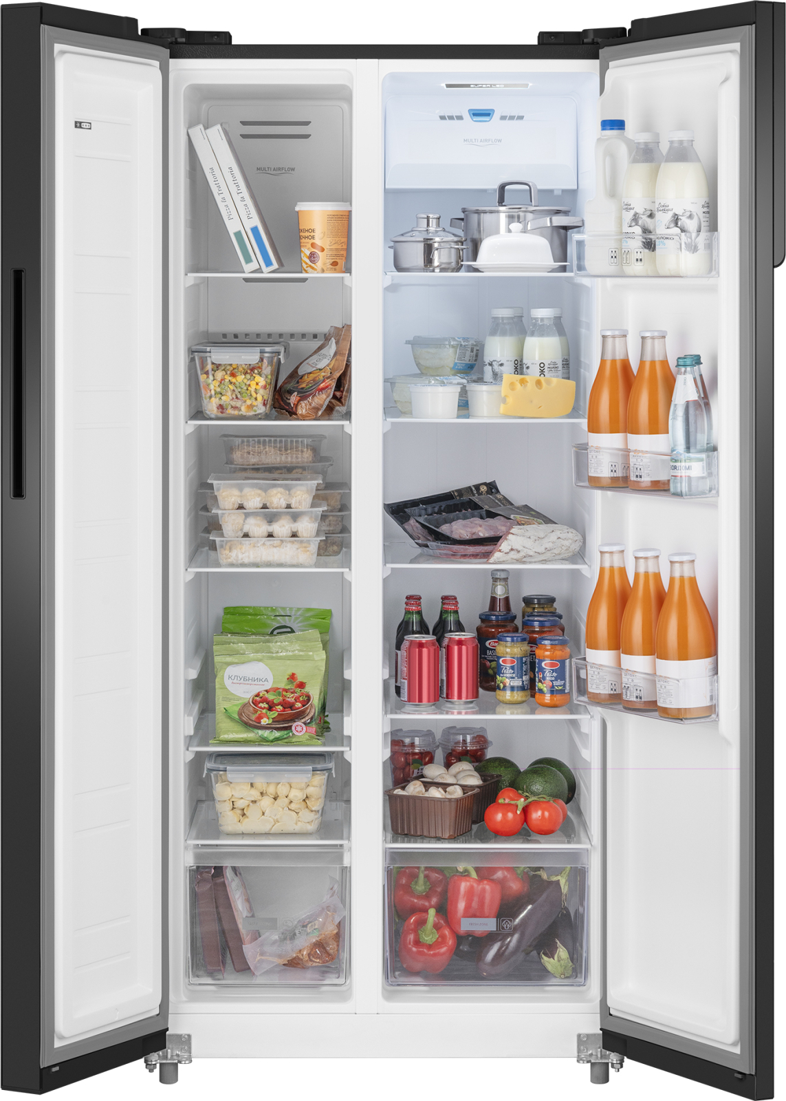 картинка Отдельностоящий холодильник Weissgauff WSBS 500 Inverter NoFrost Rock Glass 