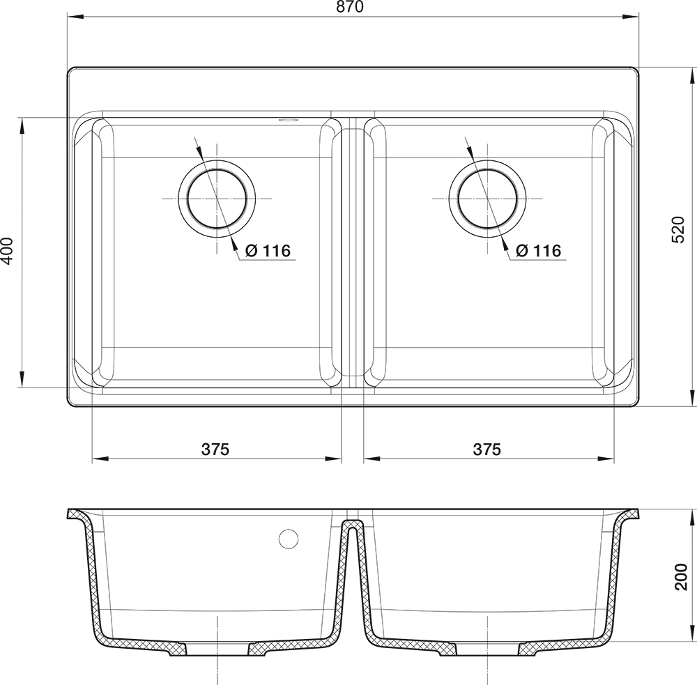 картинка Мойка для кухни Rivelato AXEL X-90-2D  картинка Мойка для кухни Rivelato AXEL X-90-2D