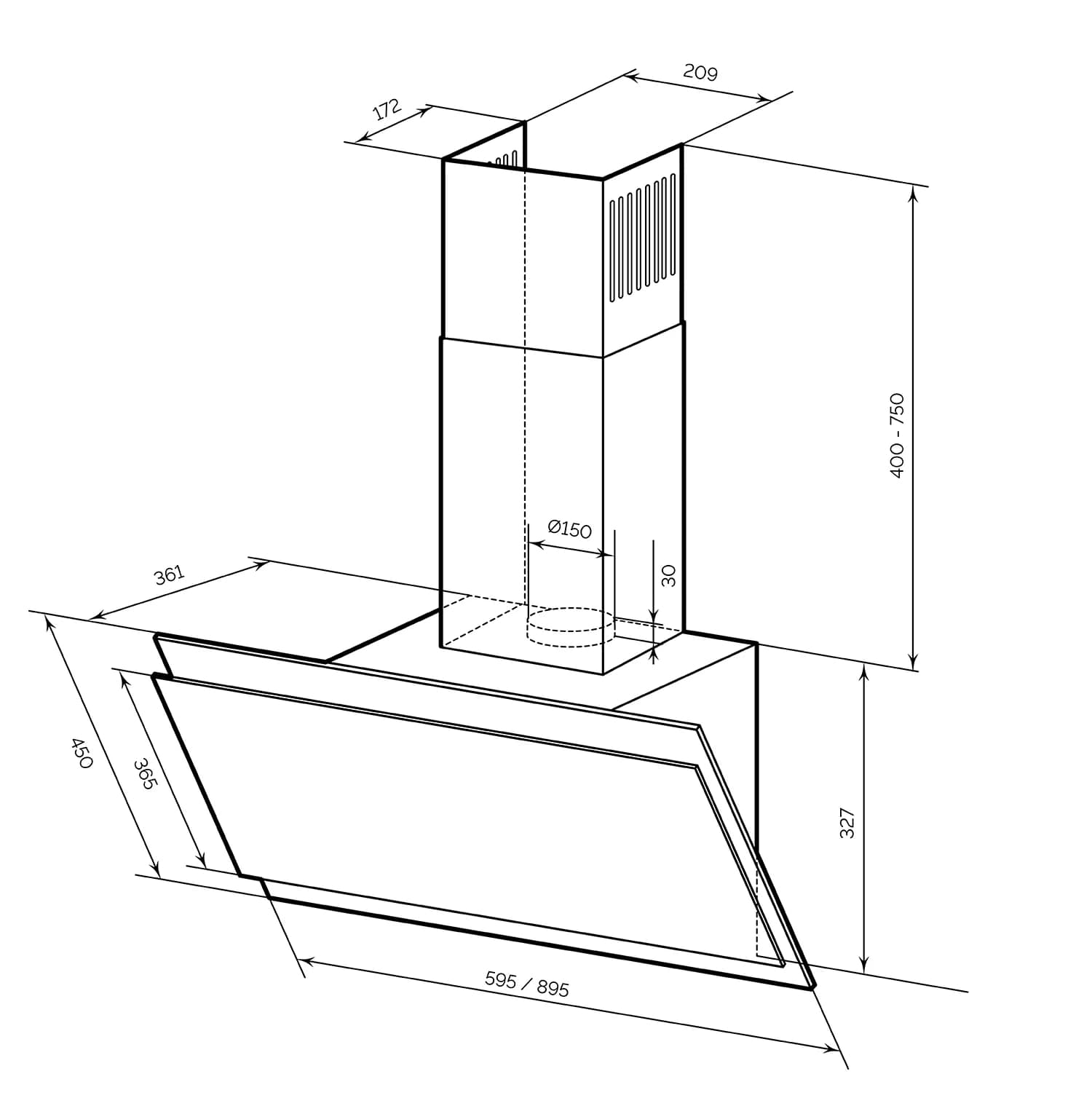 картинка Кухонная вытяжка Lex FURIA 600 WHITE 