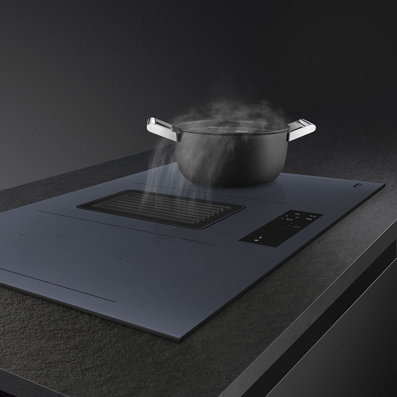 картинка Варочная панель с вытяжкой Smeg HOBD182DG Neptune Grey   картинка Варочная панель с вытяжкой Smeg HOBD182DG Neptune Grey