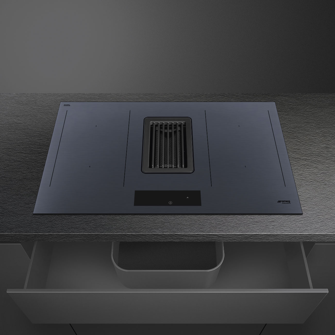 картинка Варочная панель с вытяжкой Smeg HOBD182DG Neptune Grey   картинка Варочная панель с вытяжкой Smeg HOBD182DG Neptune Grey
