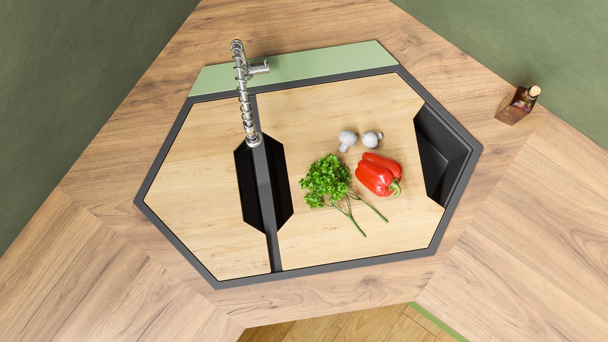 картинка |Discount| Мойка для кухни Kit Kraken CREEK графит 