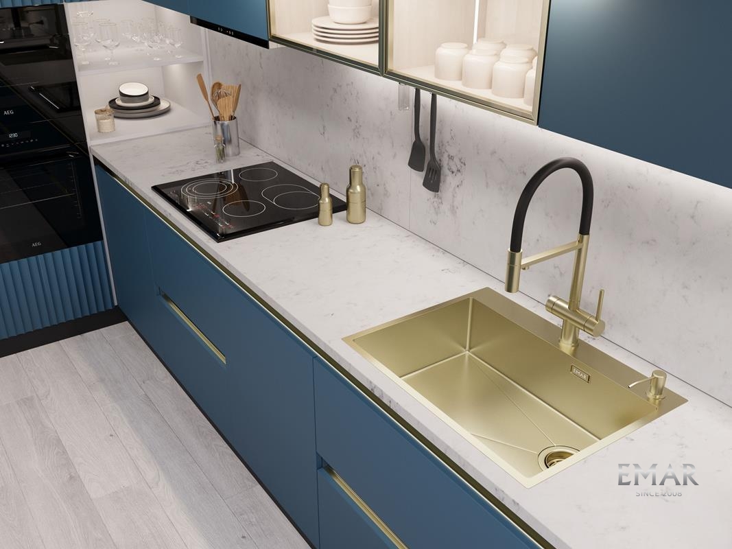 картинка Кухонная мойка Emar EMB-660(TOP) PVD Matt Gold 