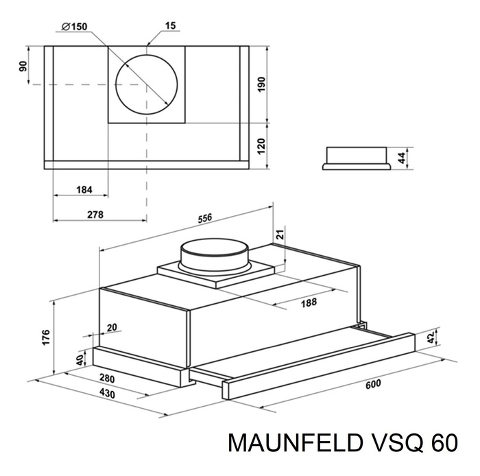картинка Кухонная вытяжка Maunfeld VSQ 60 INOX/GLASS WHITE  картинка Кухонная вытяжка Maunfeld VSQ 60 INOX/GLASS WHITE