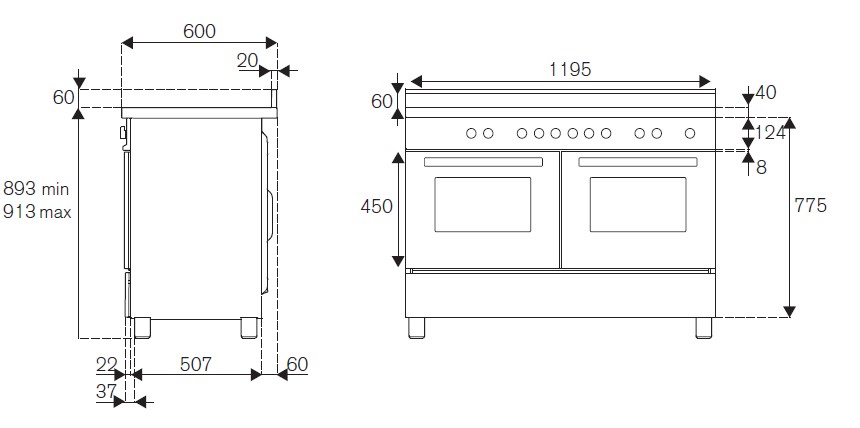 картинка Комбинированная кухонная плита Bertazzoni MAS126G2ENET чёрный 