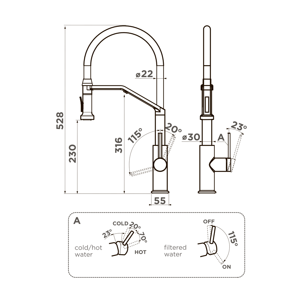картинка Смеситель Omoikiri MAKKARI 2 PLUS-SB-C-BL 