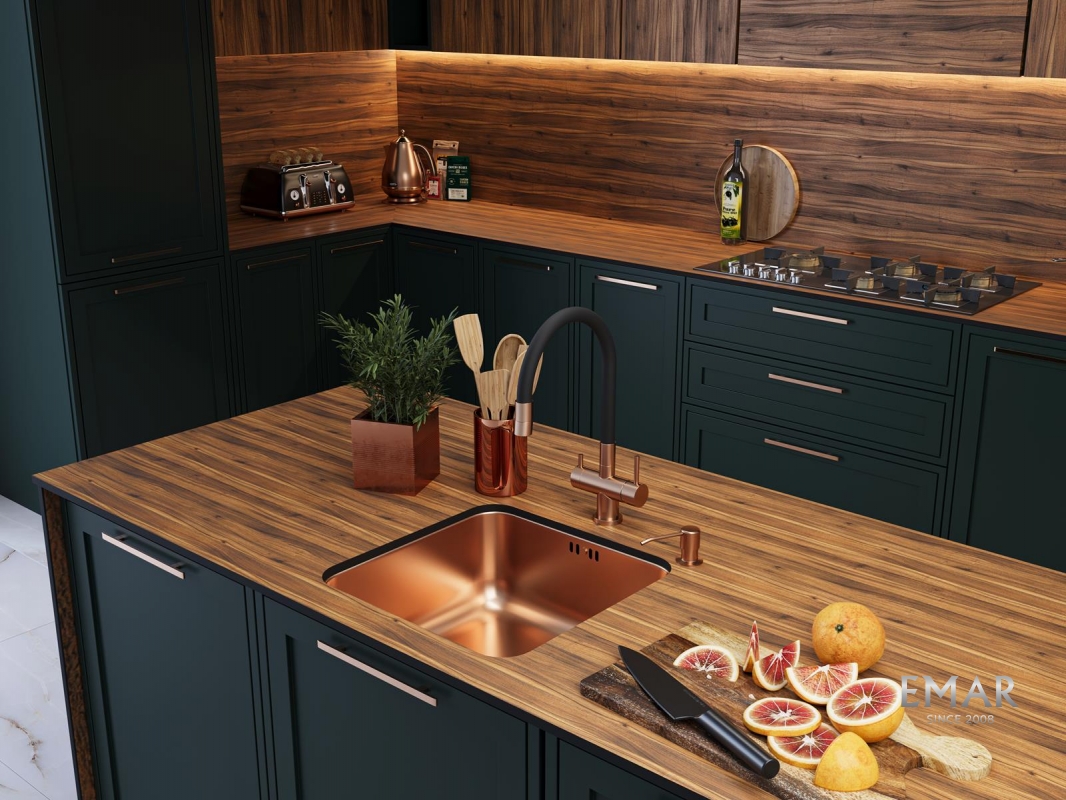 картинка Мойка для кухни Emar EMB-127А PVD Nano Coppery  картинка Мойка для кухни Emar EMB-127А PVD Nano Coppery