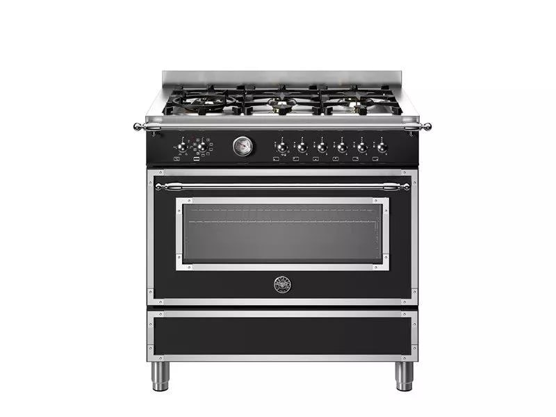картинка Комбинированная кухонная плита Bertazzoni HER96L1ENET чёрный  картинка Комбинированная кухонная плита Bertazzoni HER96L1ENET чёрный