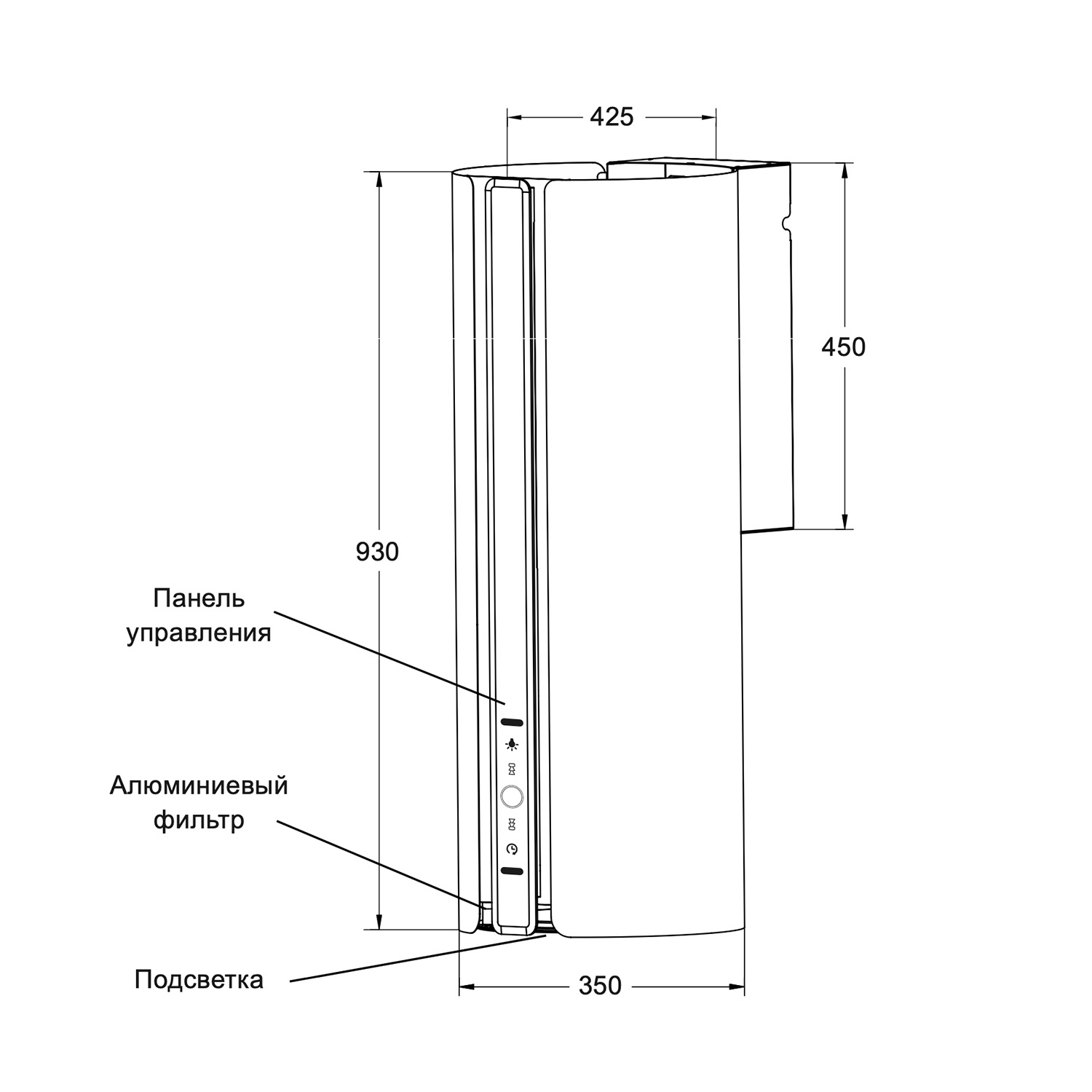 картинка Кухонная вытяжка Lex TORO 350 WHITE 