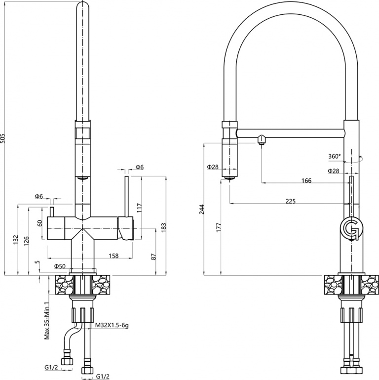 картинка Смеситель Rivelato Adria 1523517 PVD black 