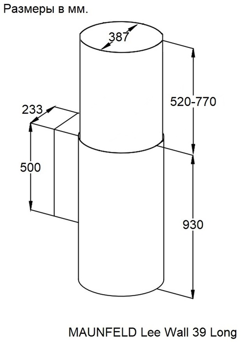 картинка Кухонная вытяжка Maunfeld Lee Wall 39 Long черная  
