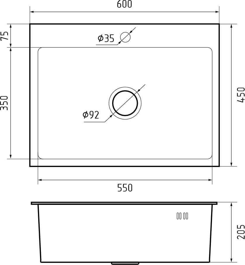 картинка Мойка для кухни Granfest 6045 PVD графит 