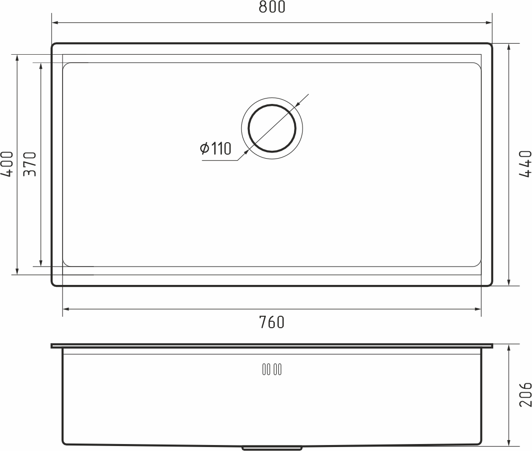 картинка Мойка для кухни Rivelato Rinox 8044 UN 