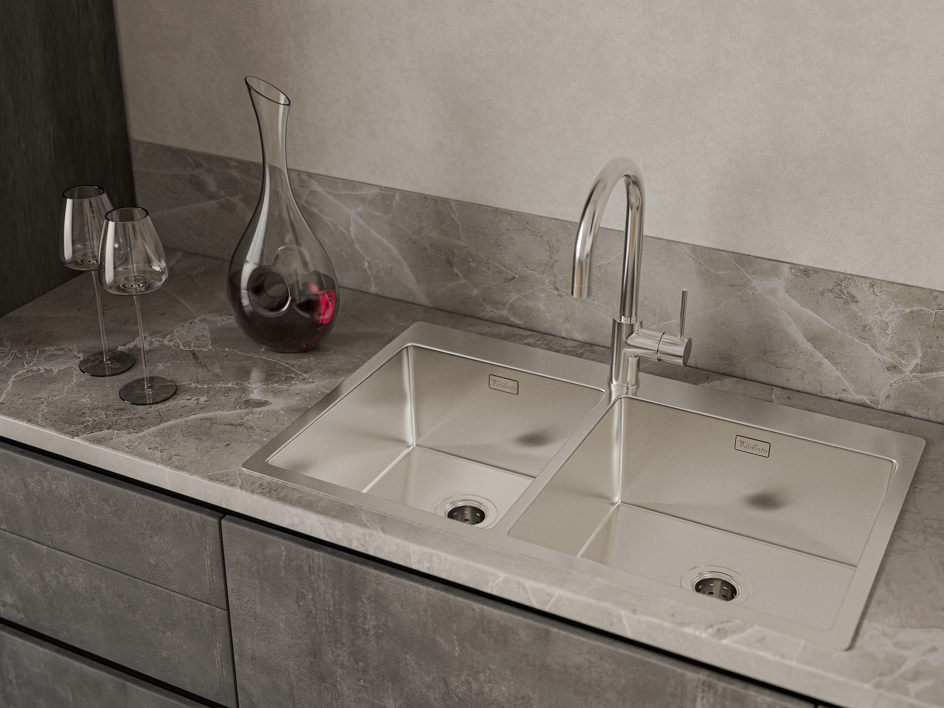картинка Мойка для кухни Rivelato Rinox 8050 B2  картинка Мойка для кухни Rivelato Rinox 8050 B2