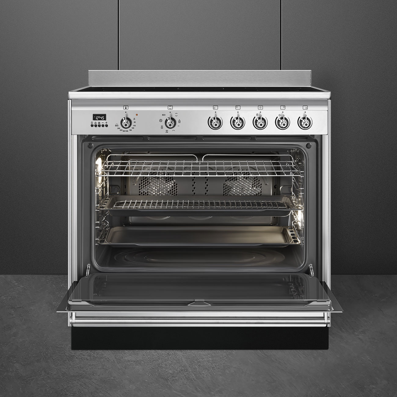 картинка Электрическая кухонная плита Smeg SUK91CMX9  картинка Электрическая кухонная плита Smeg SUK91CMX9
