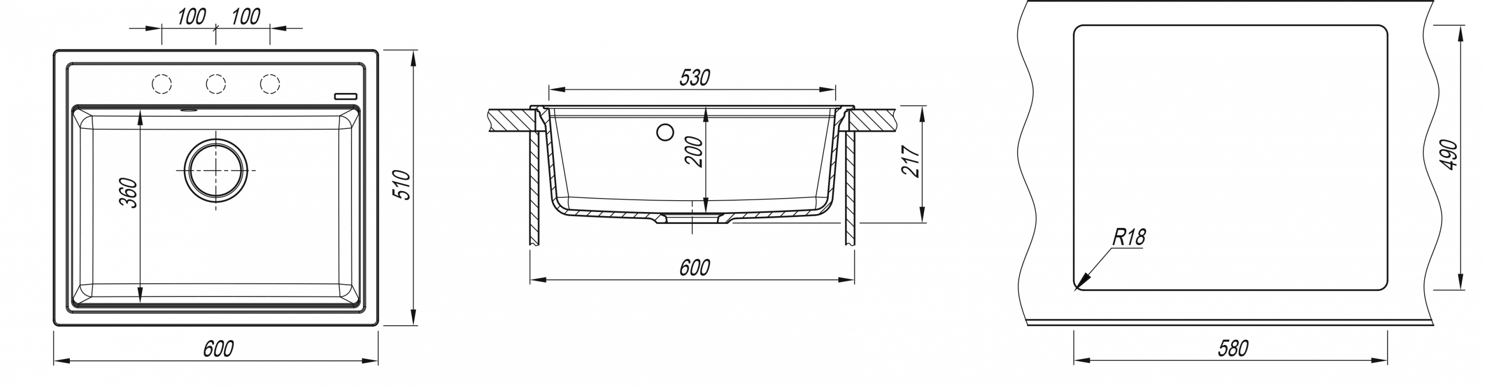 картинка Кухонная мойка Florentina Липси-600 