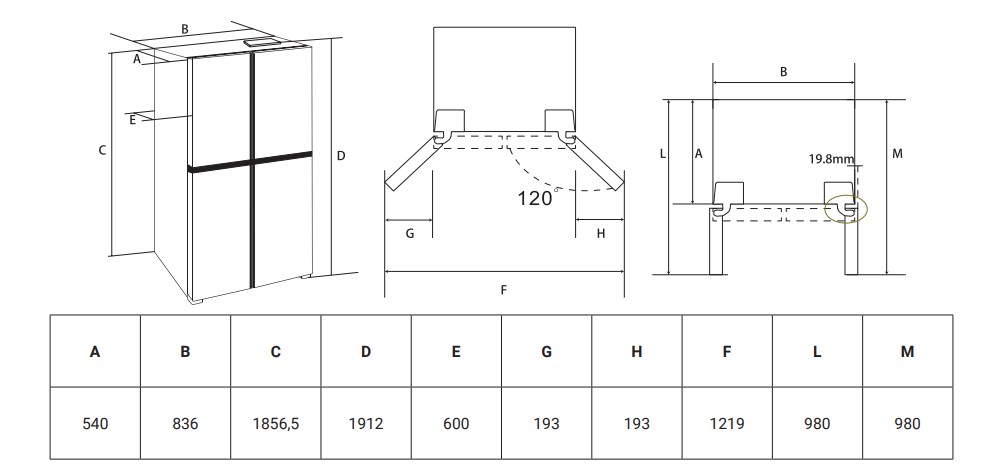 картинка Полувстраиваемый холодильник Hiberg RFQ-600DX NFGB inverter черный 