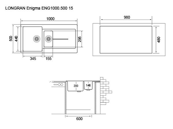 картинка Мойка Longran ENIGMA ENG1000.500 15  картинка Мойка Longran ENIGMA ENG1000.500 15