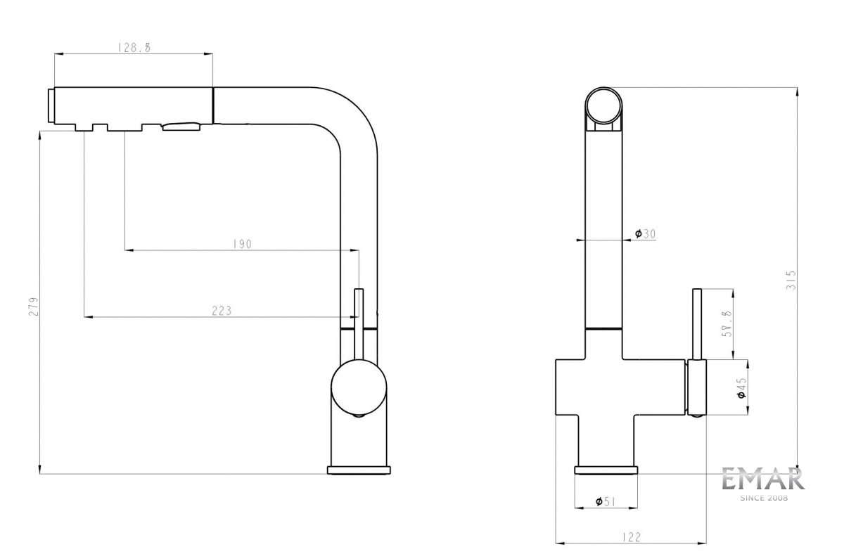 картинка Смеситель Emar Steel ЕСВ-7020 сатин 