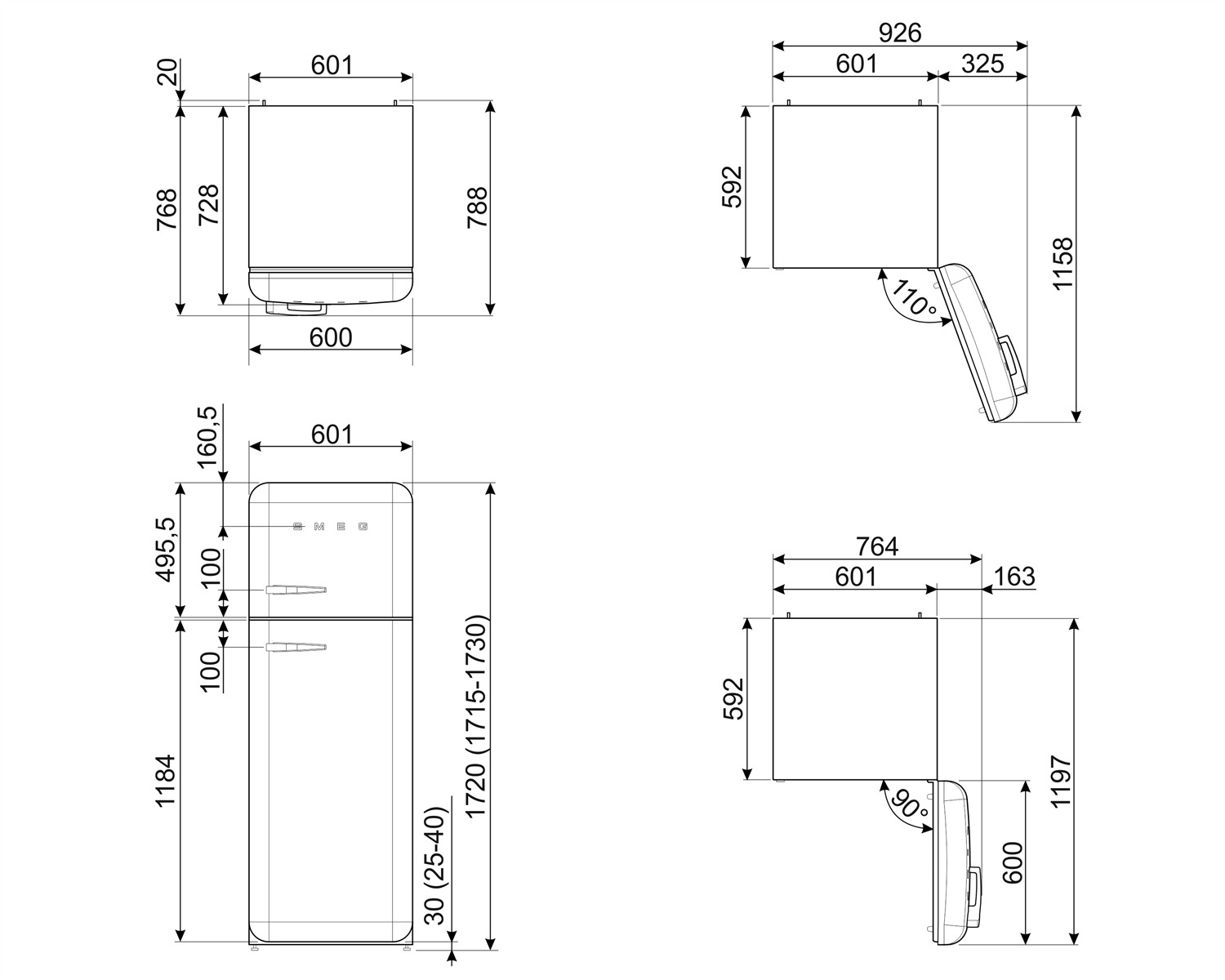 картинка Отдельностоящий холодильник Smeg FAB30RPG5 
