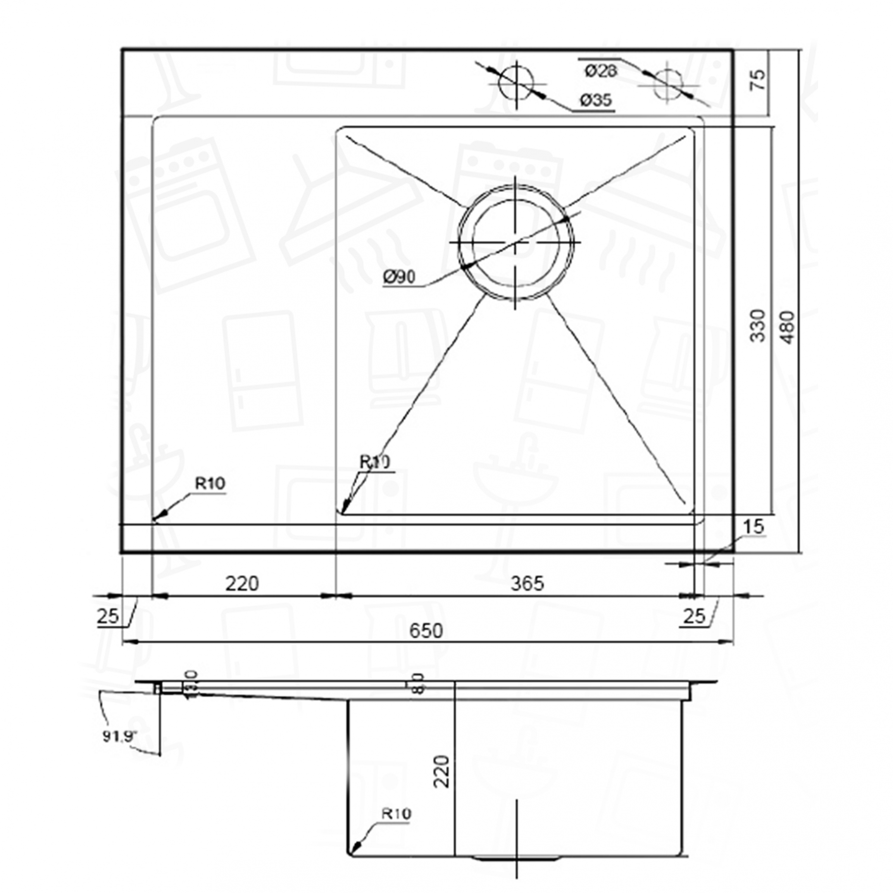 картинка Мойка для кухни Gerda GS 6548R S сатин 