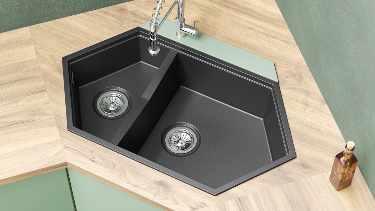 картинка |Discount| Мойка для кухни Kit Kraken CREEK графит 