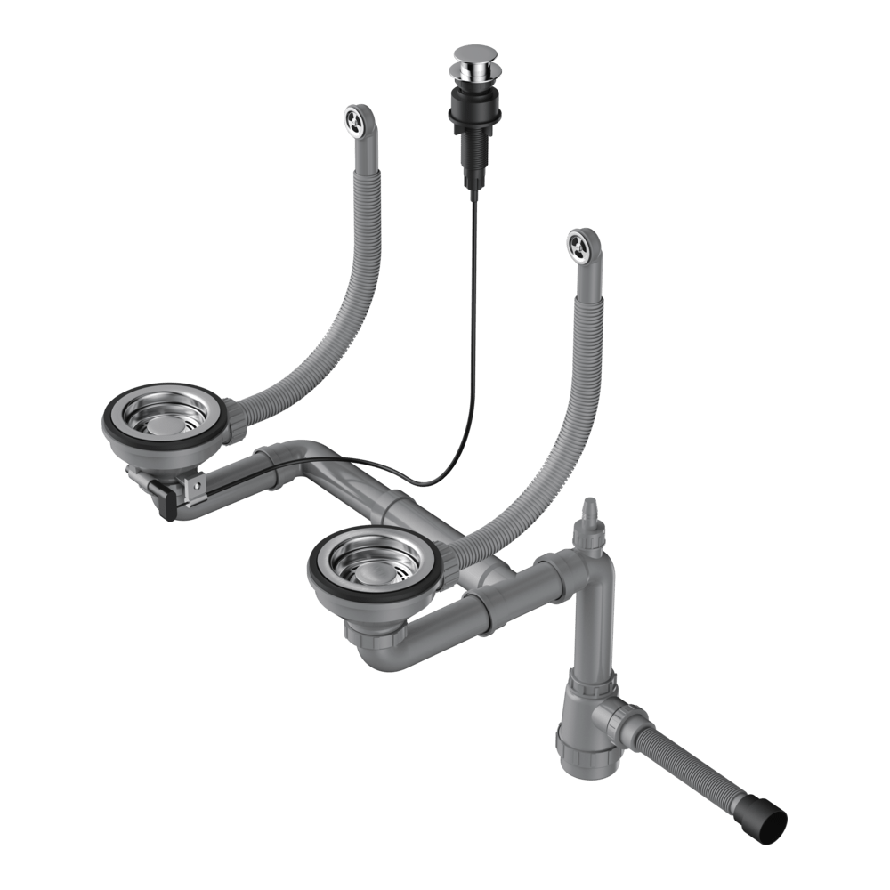 картинка Арматура с клапаном-автоматом для двухчашевых моек WK-2-R-A 