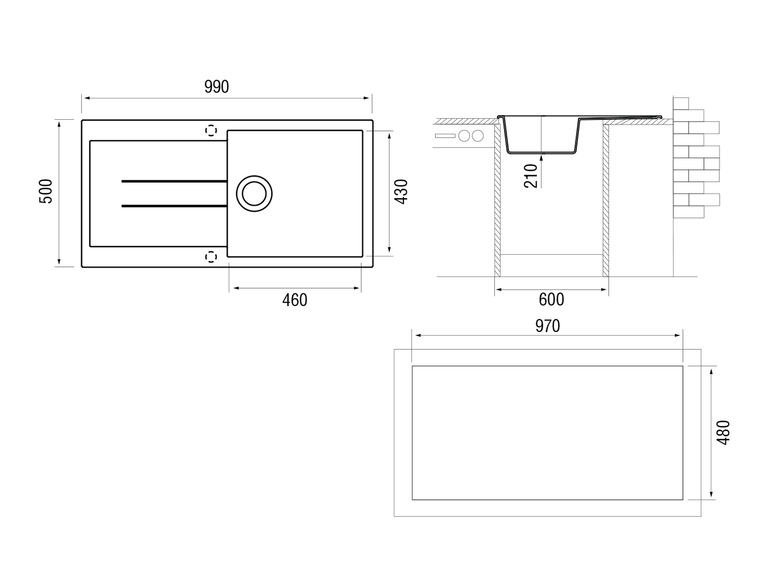 картинка Мойка Longran Amanda AMG990.500 