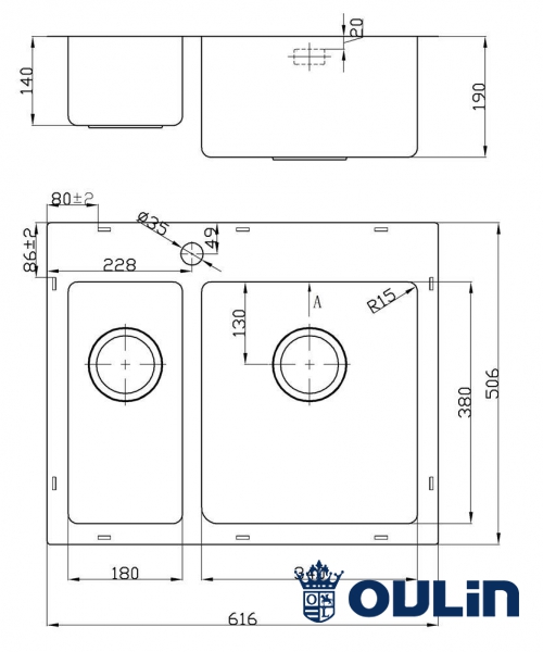 картинка Мойка для кухни Oulin OL-FTR202R  картинка Мойка для кухни Oulin OL-FTR202R