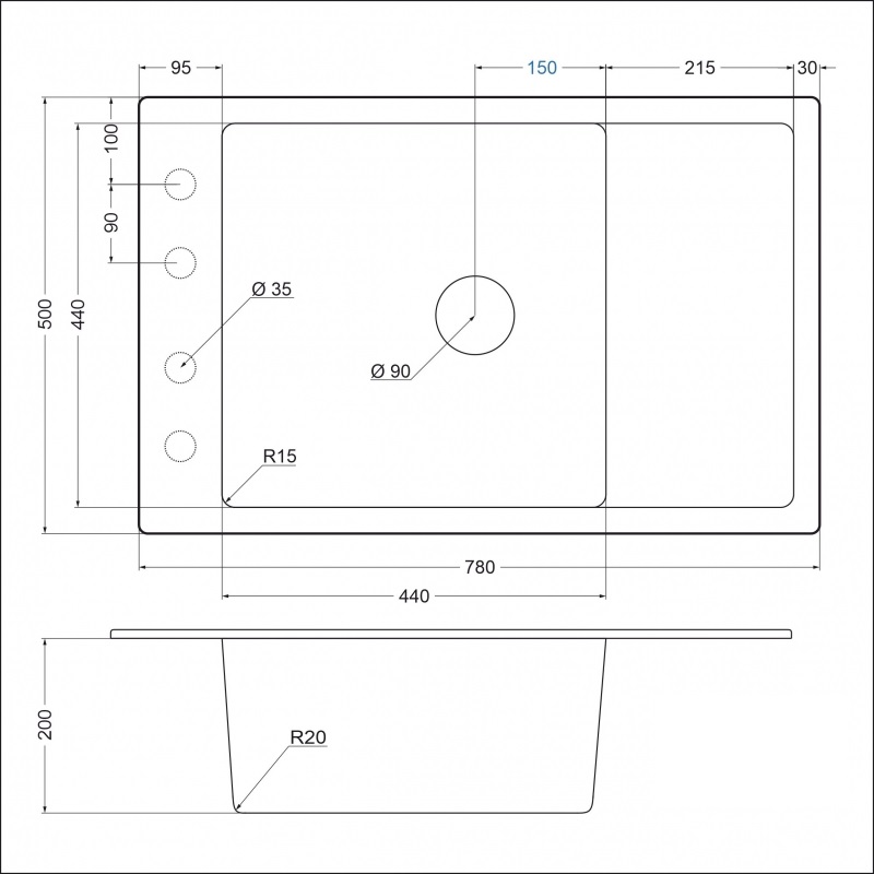 картинка Мойка для кухни Emar EMQ-1780.Q  картинка Мойка для кухни Emar EMQ-1780.Q