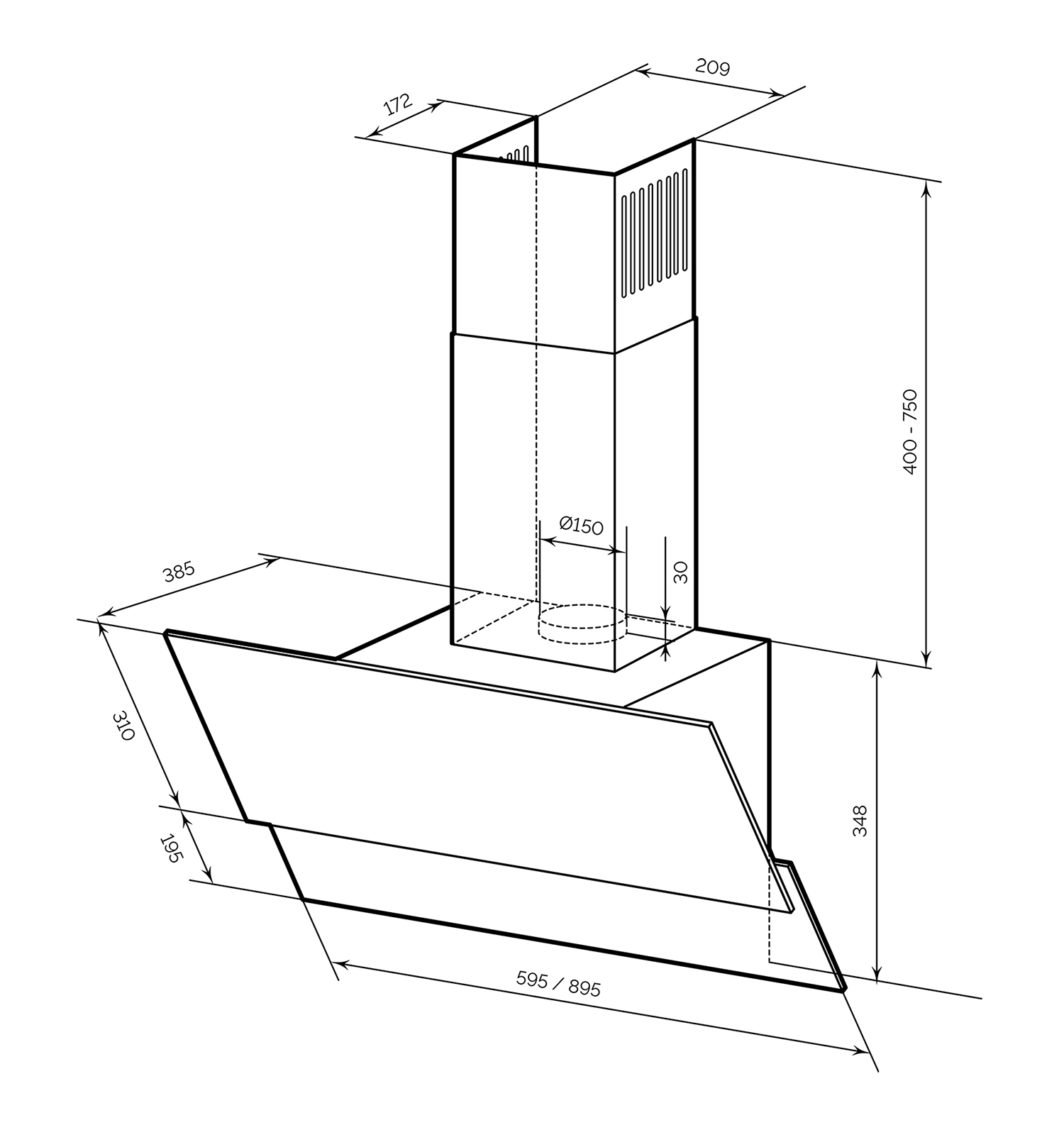 картинка Кухонная вытяжка Lex ARIA 900 BLACK 