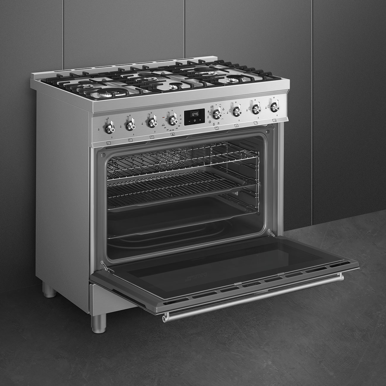 картинка Комбинированная кухонная плита Smeg C9GMX2  картинка Комбинированная кухонная плита Smeg C9GMX2