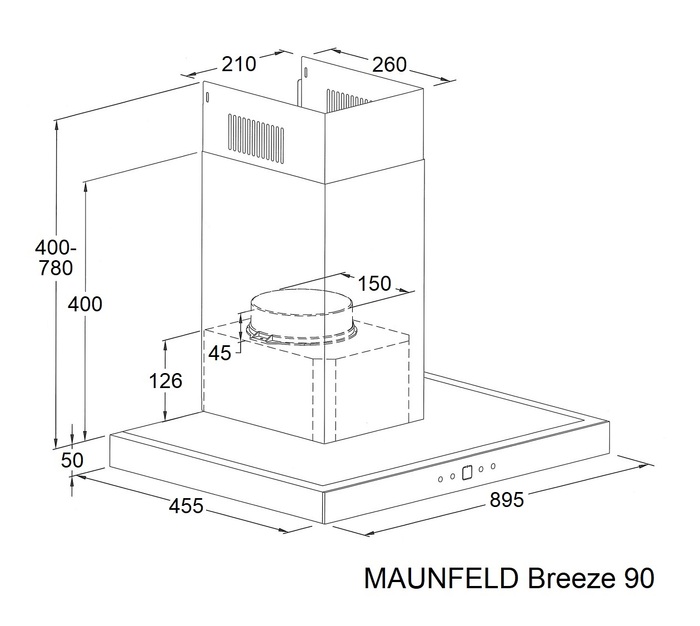 картинка Кухонная вытяжка Maunfeld Breeze 90 Inox  картинка Кухонная вытяжка Maunfeld Breeze 90 Inox