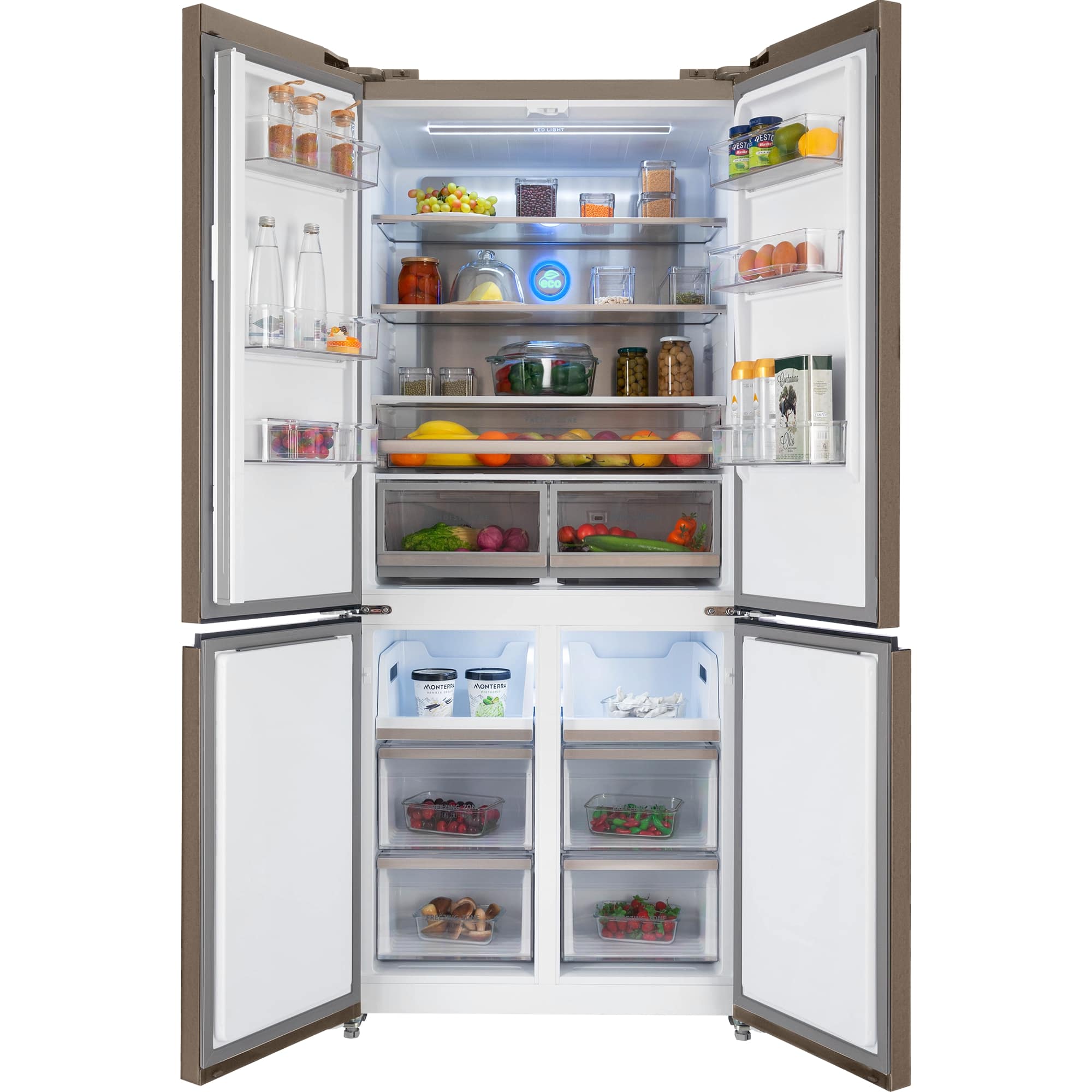 картинка Полувстраиваемый холодильник Hiberg RFQ-600DX NFGY inverter бежевый 