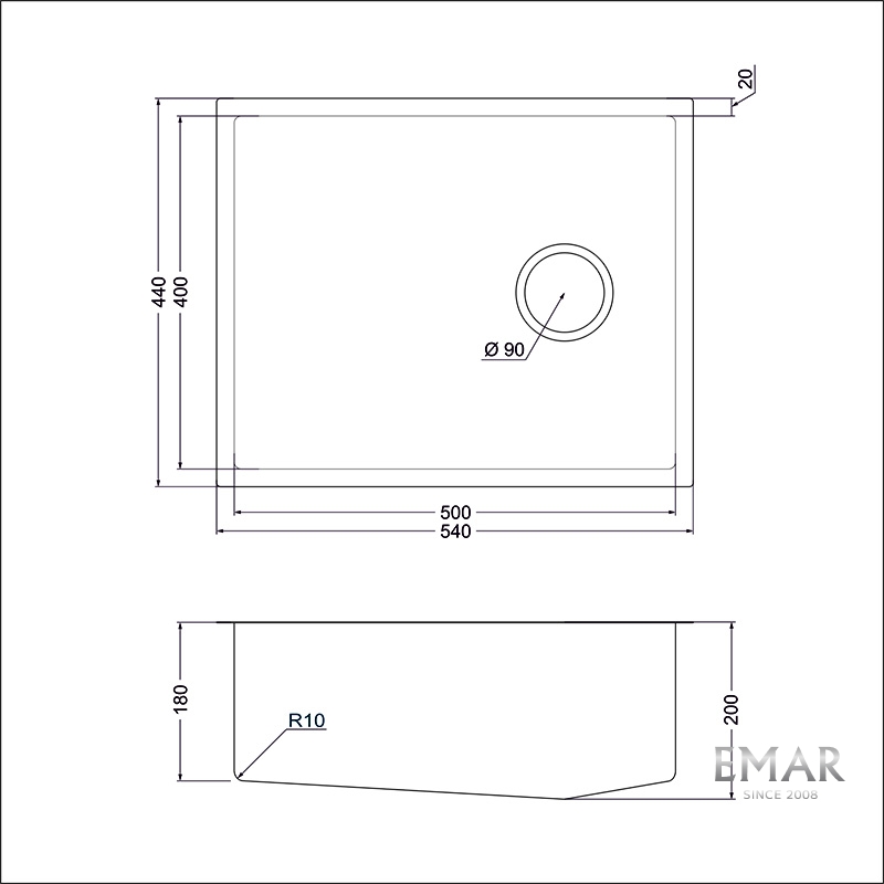 картинка Кухонная мойка Emar EMB-540(UN) PVD Dark 
