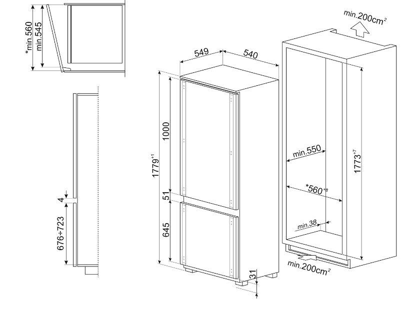 картинка Встраиваемый холодильник Smeg C9174TN5D1 