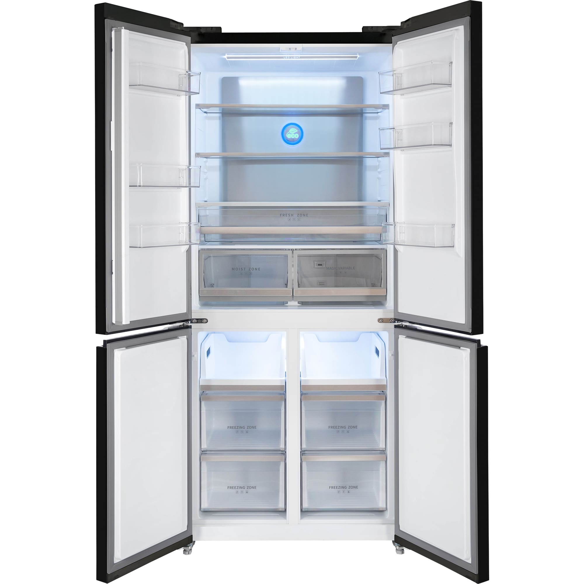 картинка Полувстраиваемый холодильник Hiberg RFQ-600DX NFGB inverter черный 