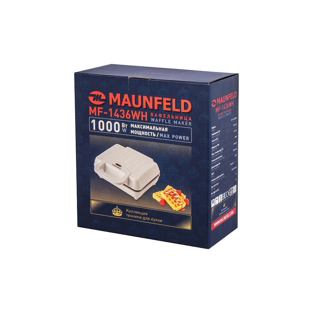 картинка Вафельница Maunfeld MF-1436WH  картинка Вафельница Maunfeld MF-1436WH