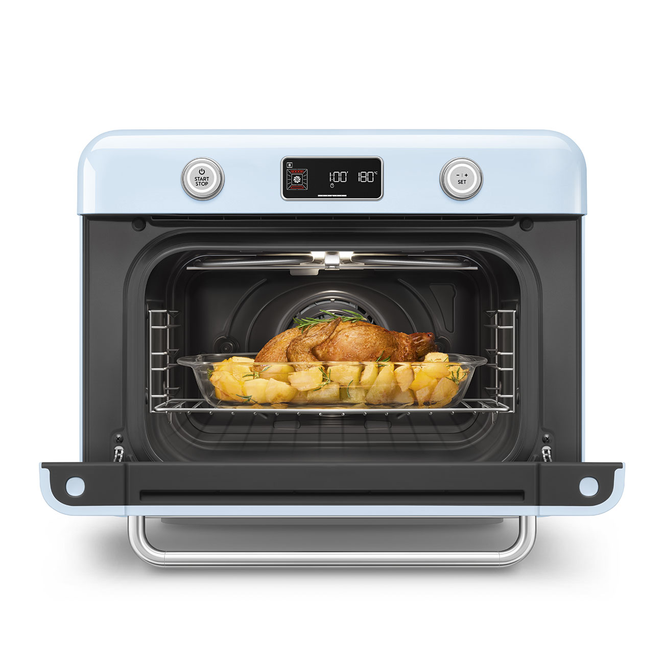 картинка Мини-печь с паром Smeg COF01PBEU постельный голубой  картинка Мини-печь с паром Smeg COF01PBEU постельный голубой