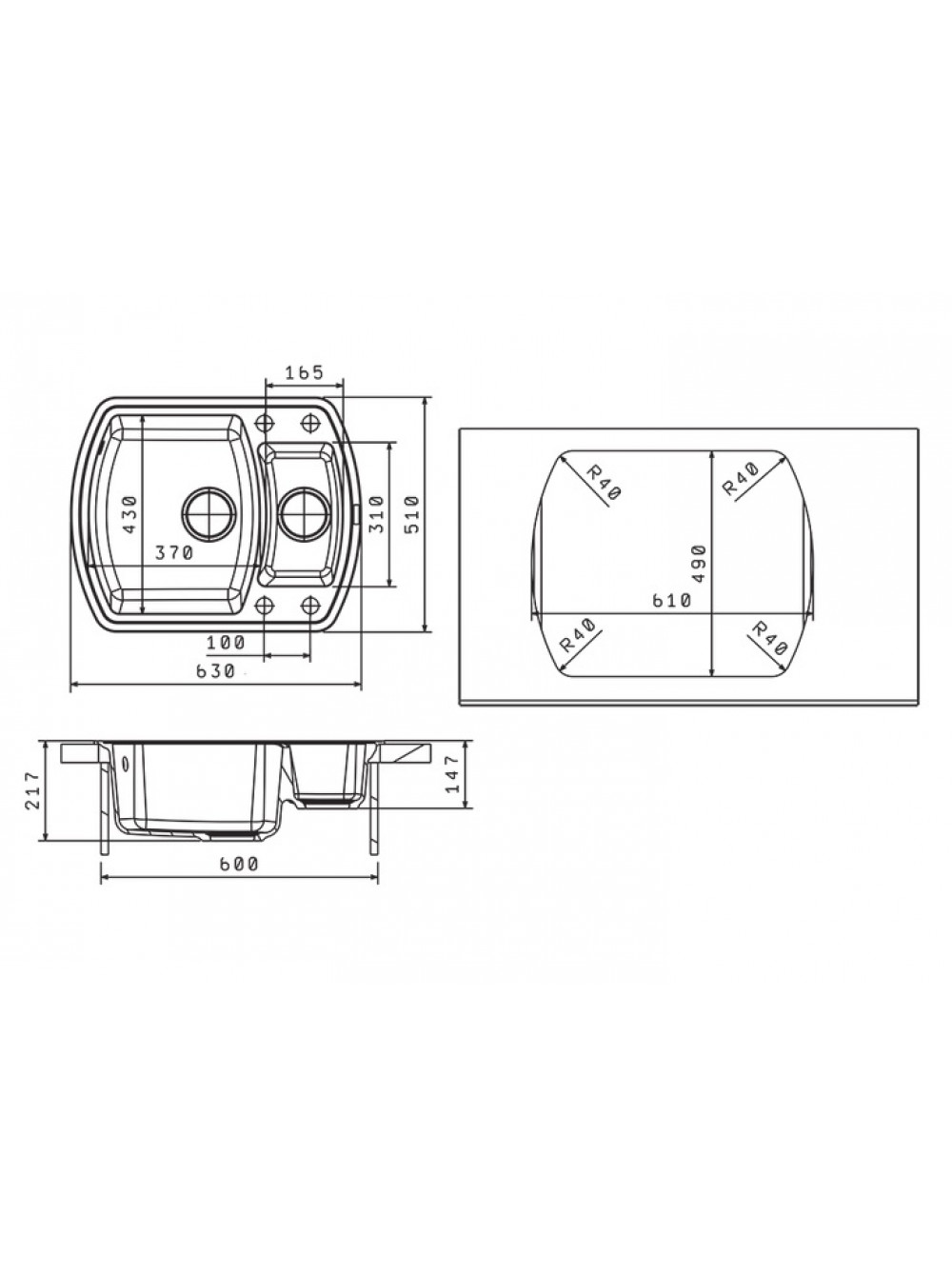 картинка Мойка для кухни Florentina НИРЕ-630K коричневый 