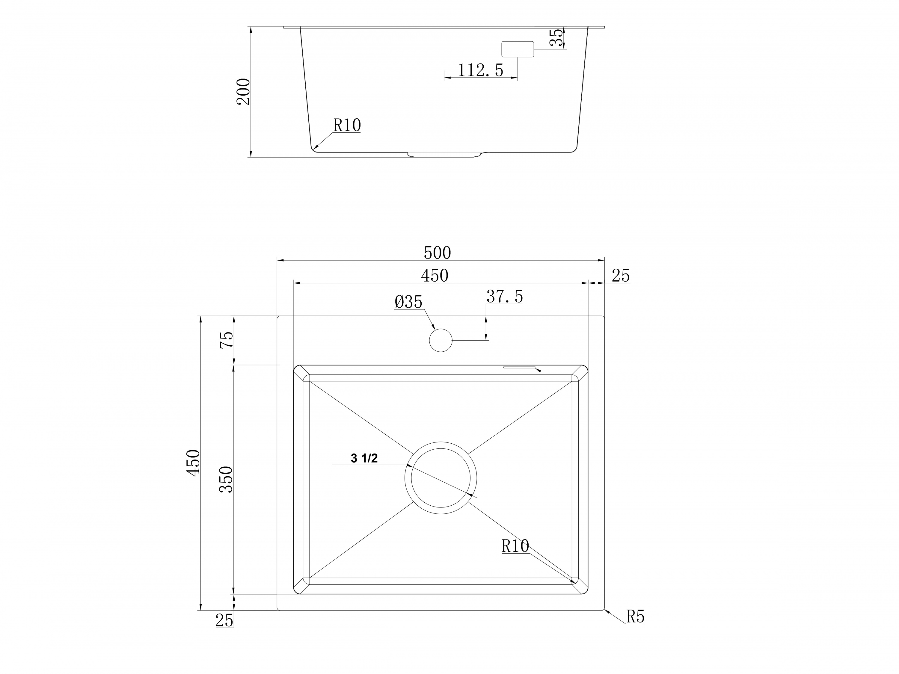 картинка Кухонная мойка Ukinox Практика PRB500.450 -GT10C 0CW 