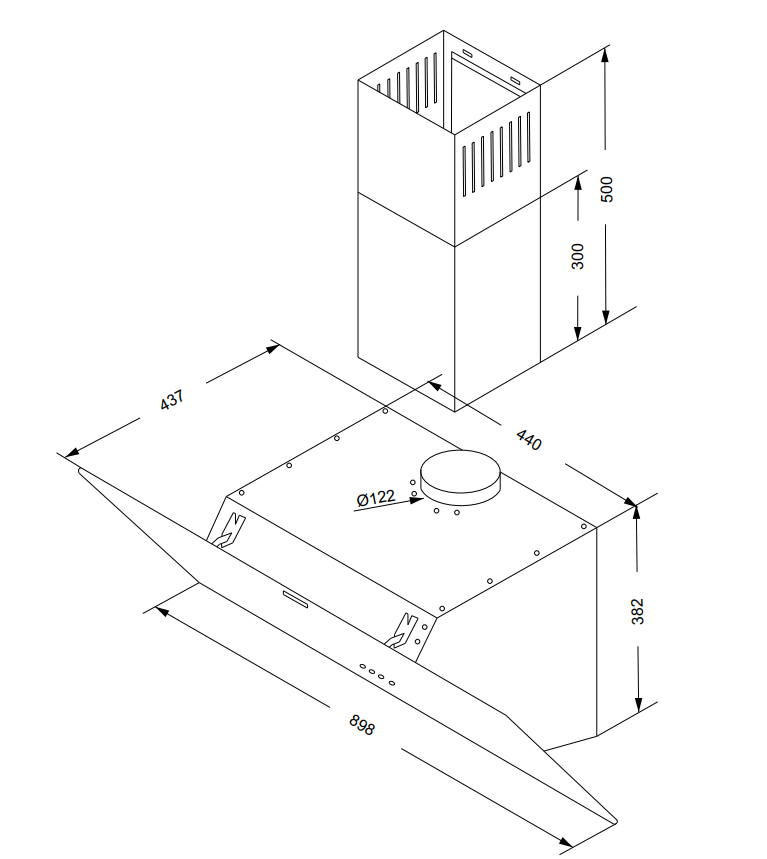 картинка Кухонная вытяжка Delonghi ARCO 908 NB 