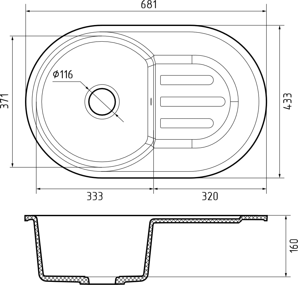картинка Мойка для кухни Granfest-Smart SM685L бежевый 