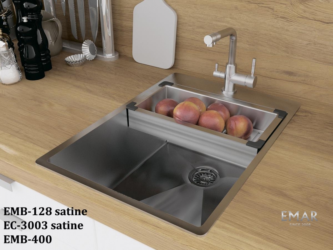 картинка Мойка для кухни Emar EMB-128A PVD Nano Satine  картинка Мойка для кухни Emar EMB-128A PVD Nano Satine