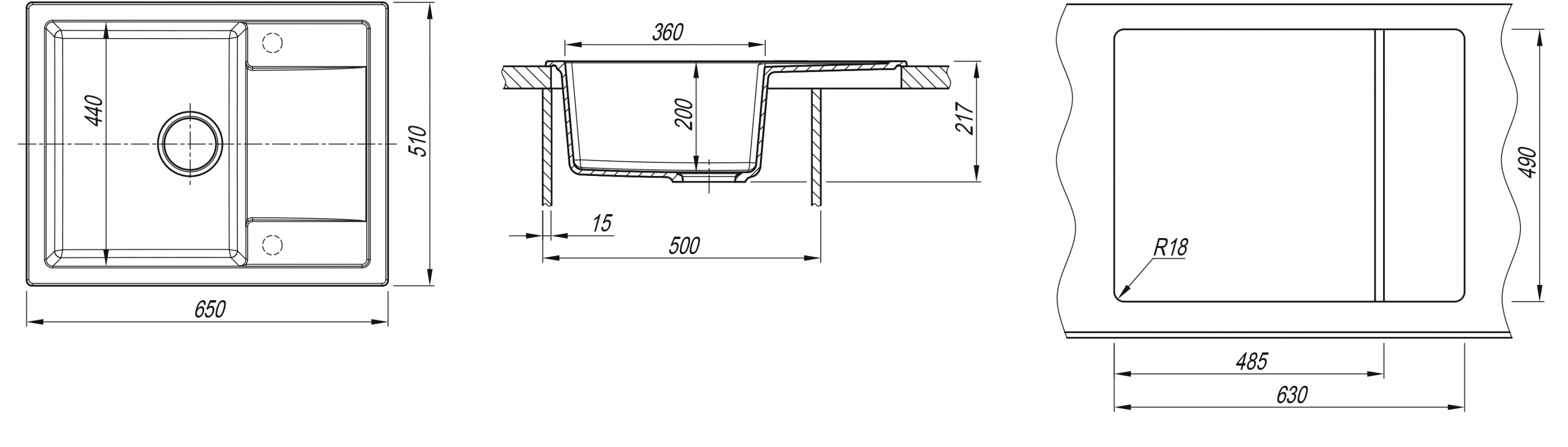 картинка Мойка для кухни Dr. Gans ТЕХНО-650 