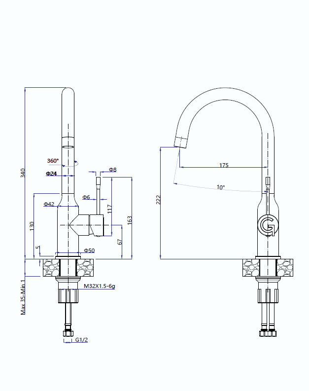 картинка Смеситель Rivelato Garda 1923502 BS 