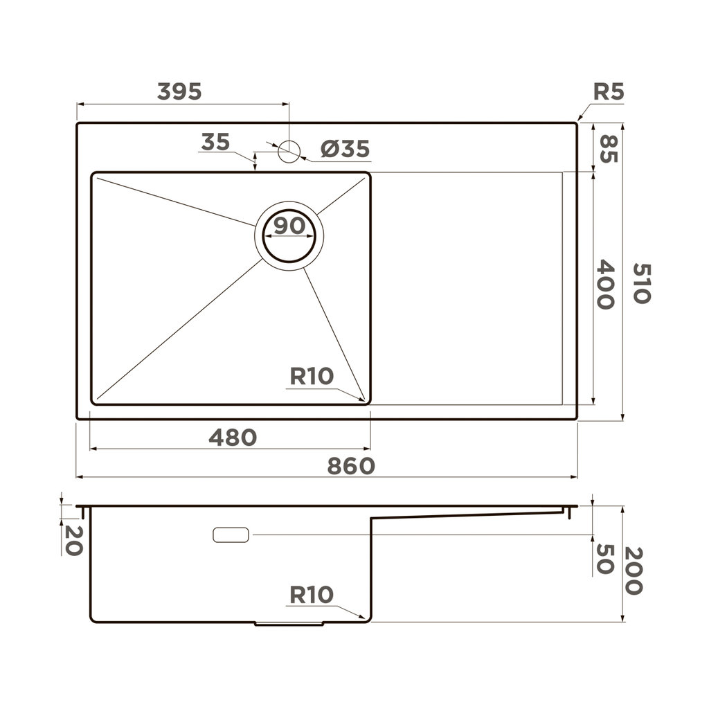 картинка Мойка Omoikiri AKISAME 86-GB-L SIDE  картинка Мойка Omoikiri AKISAME 86-GB-L SIDE