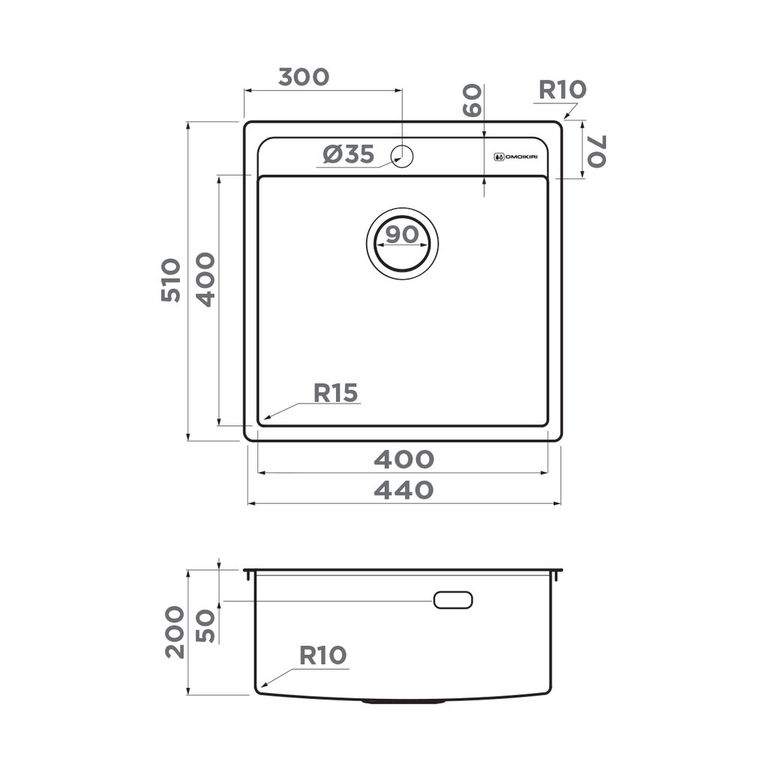 картинка Мойка Omoikiri DAISEN 44-IN 