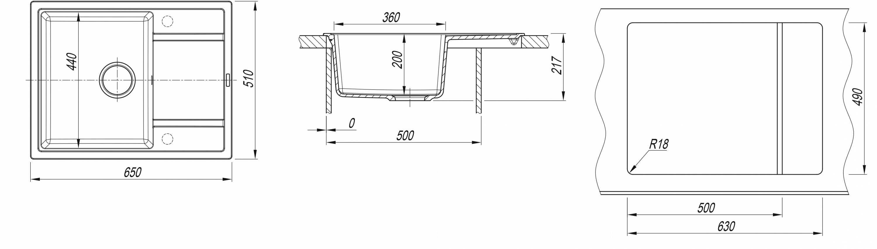 картинка Мойка для кухни Florentina Липси-650 