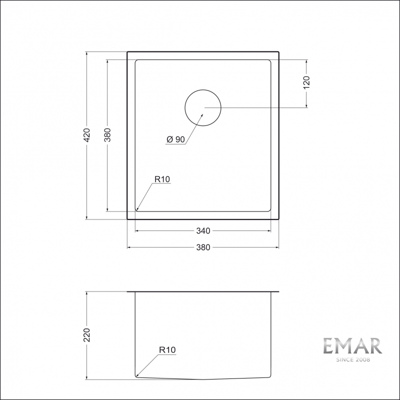 картинка Мойка для кухни Emar EMB-130 PVD Nano Satine  картинка Мойка для кухни Emar EMB-130 PVD Nano Satine
